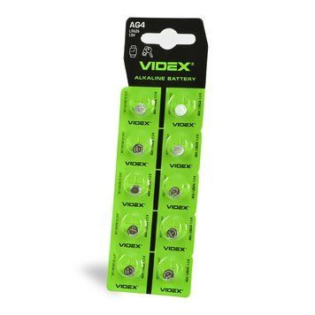 Батарейка часовая VIDEX AG4/LR626 BLISTER CARD 10 шт., 1.5 V, 20 мА&middot;год AG4/10B/1.5V 23267 фото