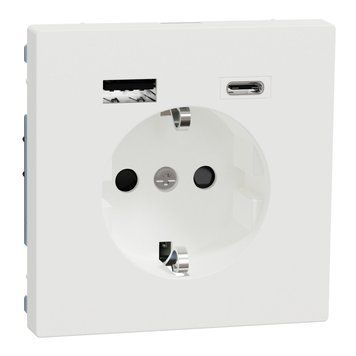 Розетка з заземленням зі шторками та USB тип A+C 16А Schneider Electric Merten D-Life полярна білизна (MTN2367-6037) MTN2367-6037 фото