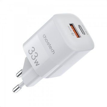 Мережевий зарядний пристрій Choetech GaN 33W USB + Type-C White (PD5006-EU-WH) PD5006-EU-WH фото
