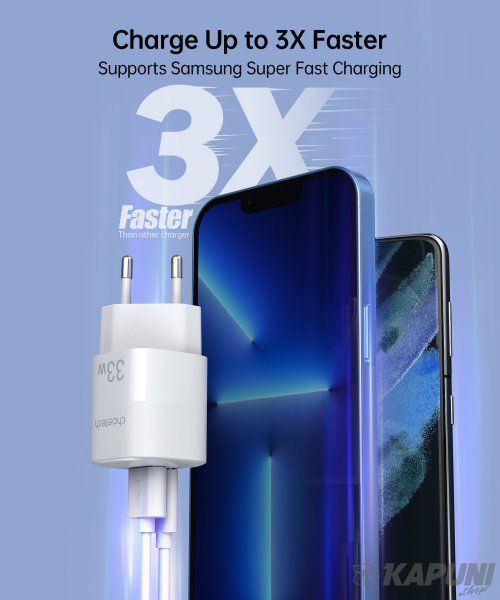 Сетевое зарядное устройство Choetech GaN 33W USB + Type-C White (PD5006-EU-WH) PD5006-EU-WH фото