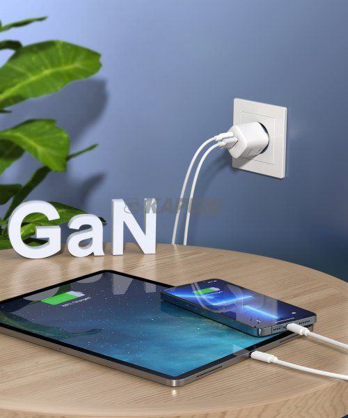 Сетевое зарядное устройство Choetech GaN 33W USB + Type-C White (PD5006-EU-WH) PD5006-EU-WH фото