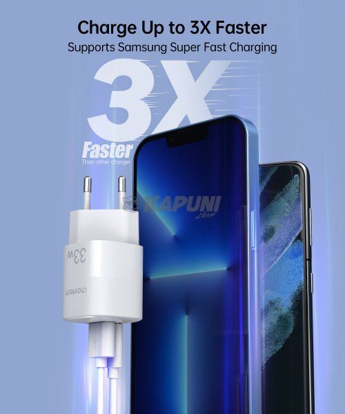 Сетевое зарядное устройство Choetech GaN 33W USB + Type-C White (PD5006-EU-WH) PD5006-EU-WH фото
