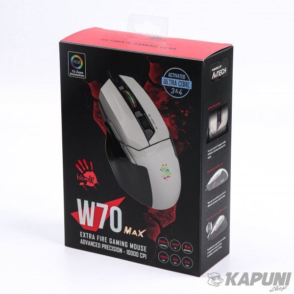 Игровая мышь Bloody Activated, RGB, 10000 CPI, 50M нажатий, черный + белый W70 Max Bloody (Panda White) W70 Max Bloody (Panda White) фото