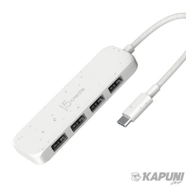 Хаб USB 3.2, 10Gbps, USB-C на 4 USB-A, белый J5create JCH341EW-N фото
