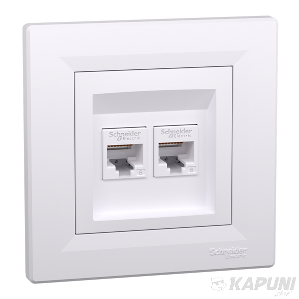 Компьютерная розетка Schneider Electric Asfora RJ45 кат. 6 UTP двойная белая EPH4800121 EPH4800121 фото