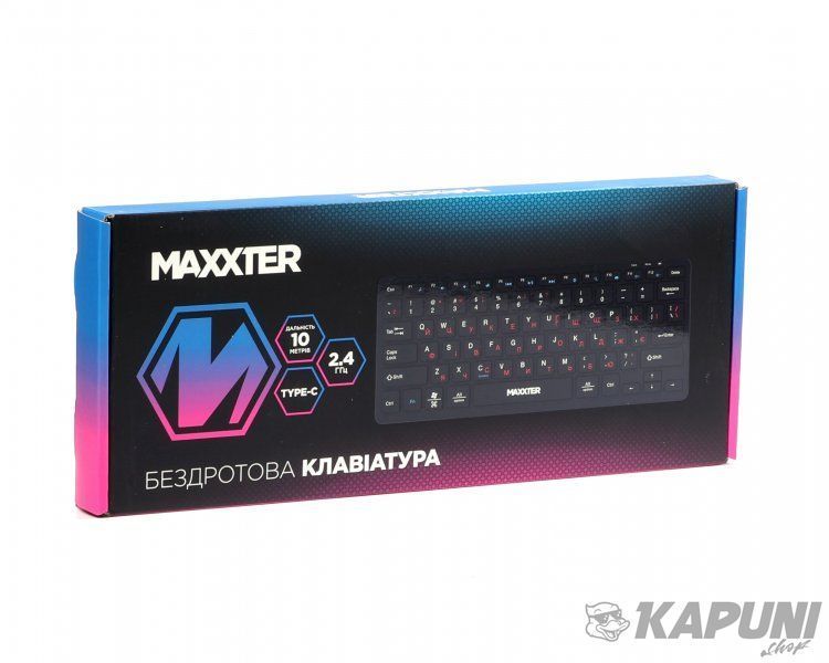 Беспроводная мини-клавиатура Maxxter, с аккумулятором, бесшумная, черная KBW-C01B-UA KBW-C01B-UA фото