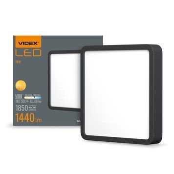LED Світильник накладний квадрат VIDEX 18W 5000K Black VL-DLSS-185B 27801 фото