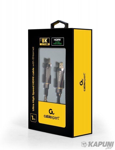 Кабель premium у блістері HDMI V.2.1, 8К 60Гц, HDR10, HLG, 48Gbps, YUV 4:4:4, позолочені конектори, 1 м Cablexpert CCBP-HDMI8K-1M CCBP-HDMI8K-1M фото