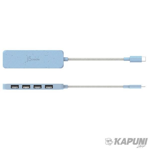 Хаб USB 3.2, 10Gbps, USB-C на 4 USB-A, голубой J5create JCH341EC-N фото