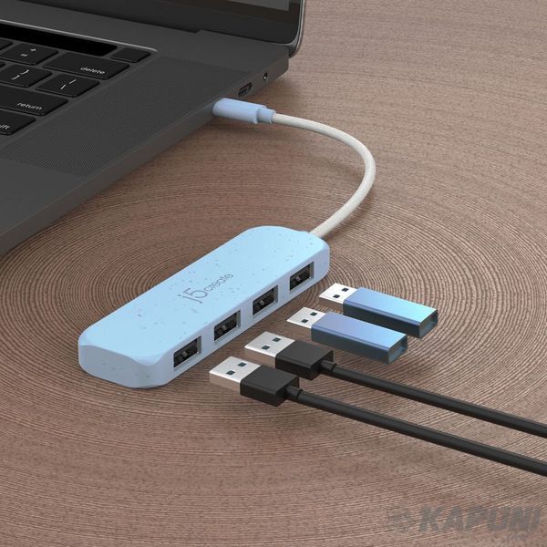 Хаб USB 3.2, 10Gbps, USB-C на 4 USB-A, голубой J5create JCH341EC-N фото