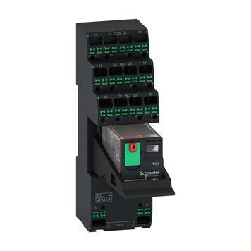 Миниатюрное предварительно собранное электромеханическое реле Harmony RXM с Push-in клеммами, 6A, 4CO, с LED, блокируемая кнопка тестирования ~24В Schneider Electric RXM4AB2B7PVP фото