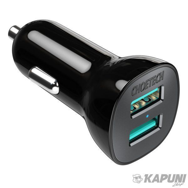 Автомобільний зарядний пристрій Choetech 36W QC 2хUSB Black (C0051-BK) C0051-BK фото