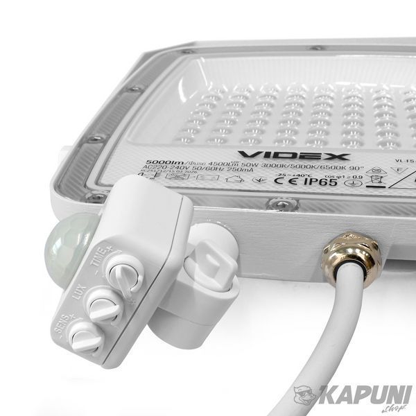 LED прожектор VIDEX F5 50W 3000-5000-6500K с датчиком руху 230V White VL-F5-050CW-S 29262 фото
