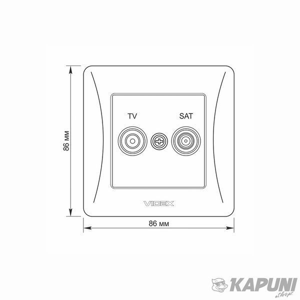 Розетка TV+SAT кінцева кремова VIDEX BINERA, DC 24V, IP20 VF-BNSK2TVSATE-CR 24703 фото
