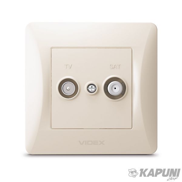 Розетка TV+SAT кінцева кремова VIDEX BINERA, DC 24V, IP20 VF-BNSK2TVSATE-CR 24703 фото