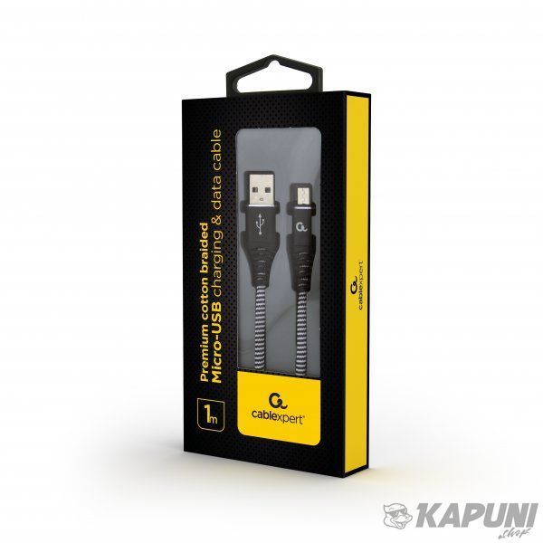 Кабель micro USB 2.0 A-тато/Micro B-тато, преміум, 2.1 А, CC-USB2B-AMmBM-1M-BW CC-USB2B-AMmBM-1M-BW фото