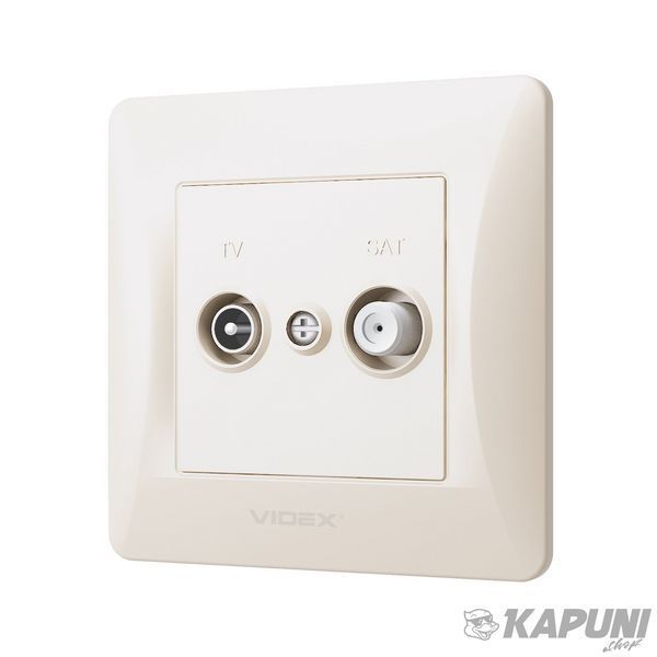 Розетка TV+SAT кінцева кремова VIDEX BINERA, DC 24V, IP20 VF-BNSK2TVSATE-CR 24703 фото