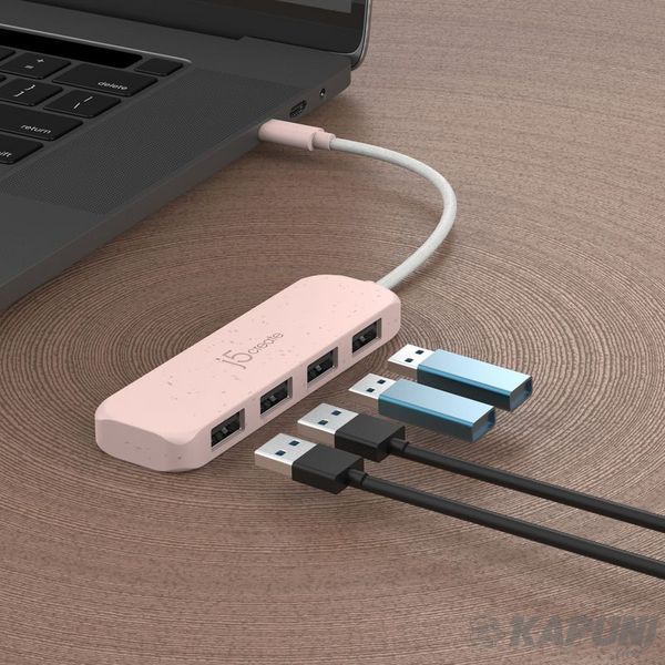 Хаб USB 3.2, 10Gbps, USB-C на 4 USB-A, красный J5create JCH341ER-N фото