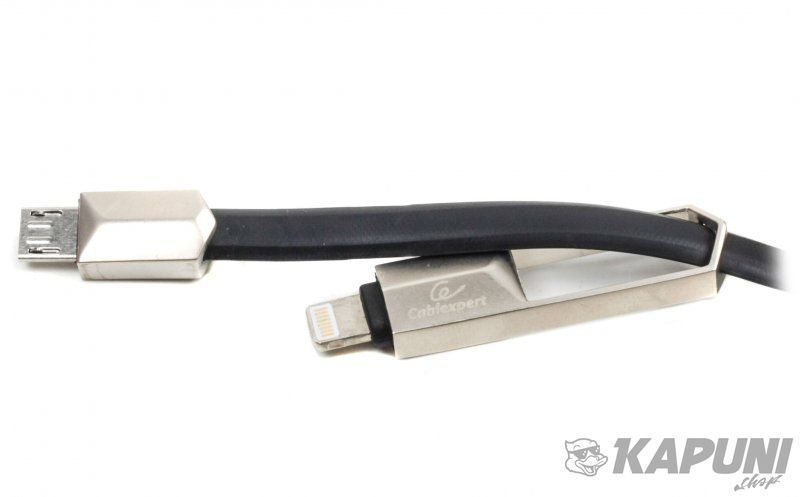Кабель USB 2.0 А-тато/Lightning/Micro USB, 1.0 м, преміум, плоский, 2.4 А, CCPB-ML-USB-05BK CCPB-ML-USB-05BK фото