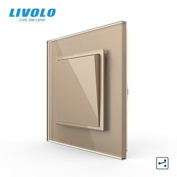 Одноклавішний прохідний вимикач Livolo золото скло (VL-С7FCMKS-2AP) VL-C7K1S-13 фото