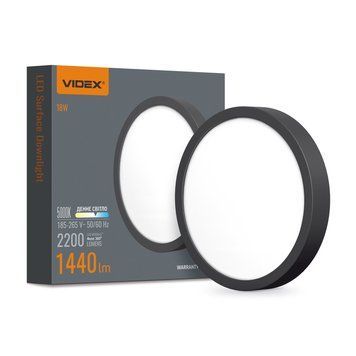 LED Світильник круглий накладний VIDEX 18W 5000K Black VL-DLRS-185B 27799 фото