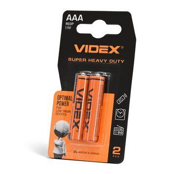Батарейка солевая VIDEX R03P/AAA 2 шт. SMALL BLISTER, 1.5 V, 410 мА&middot;год R03P/AAA 2pcs SB 21161 фото