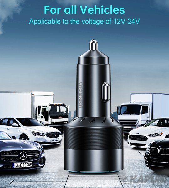 Автомобільний зарядний пристрій Choetech 130W USB + 2хType-C Black (TC0011-BK) TC0011-BK фото
