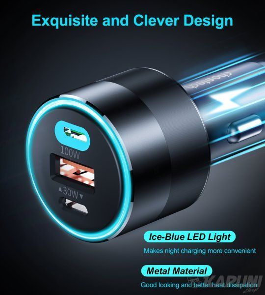 Автомобільний зарядний пристрій Choetech 130W USB + 2хType-C Black (TC0011-BK) TC0011-BK фото