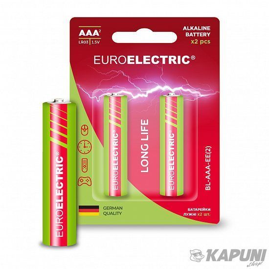 Батарейка лужна AAA LR03 1,5V блістер 2шт EUROELECTRIC BL-AAA-EE(2) фото