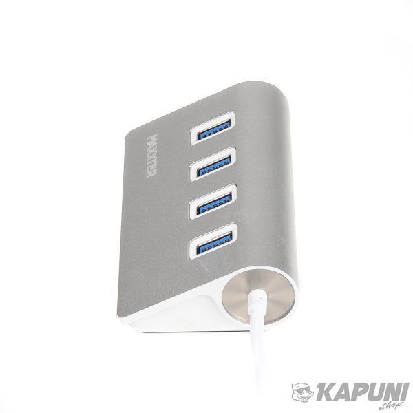 Хаб USB 3.0 Type-A на 4 порта, металл, серебристый Maxxter HU3A-4P-01 HU3A-4P-01 фото