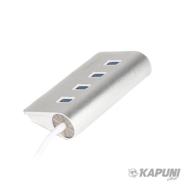 Хаб USB 3.0 Type-A на 4 порта, металл, серебристый Maxxter HU3A-4P-01 HU3A-4P-01 фото