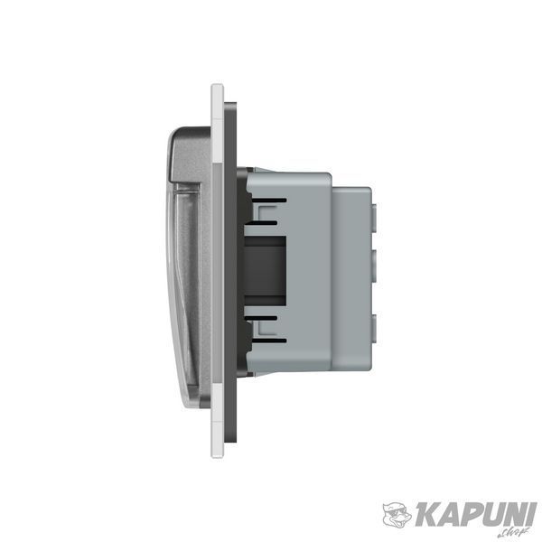Розетка двойная влагозащищенная с крышкой Livolo серый стекло (VL-C7C2EUWF-15) VL-C7C2EUWF-15 фото