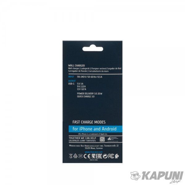 Сетевое зарядное устройство для RIVACASE, 1 USB Type-C, PD 20 Вт, белый PS4101 W00 (White) PS4101 W00 (White) фото