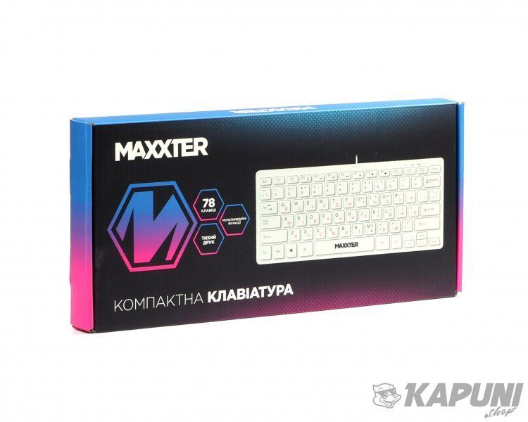 Проволока мини-клавиатура Maxxter, влагозащищенная, белая KBM-C01W-UA KBM-C01W-UA фото