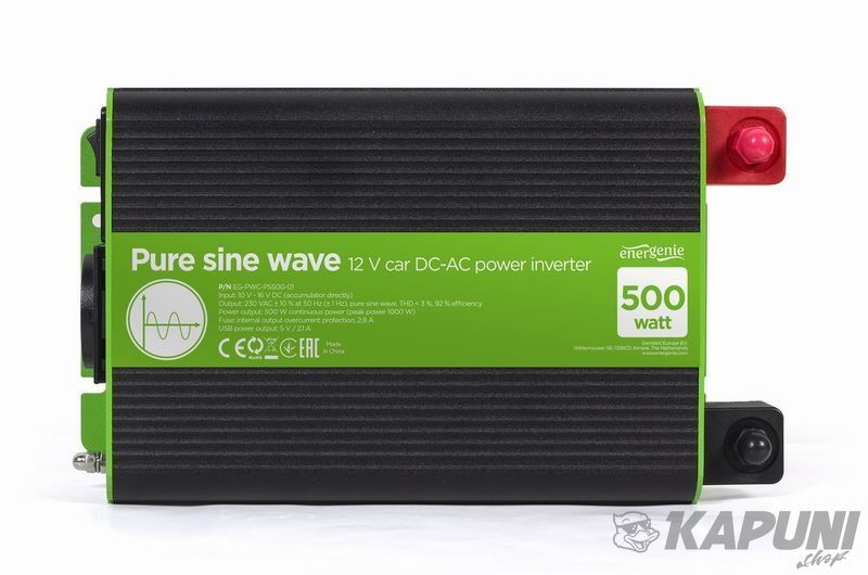 Инвертор на 500 Вт (1000 Вт рожей), чистая синусоида EnerGenie EG-PWC-PS500-01 фото