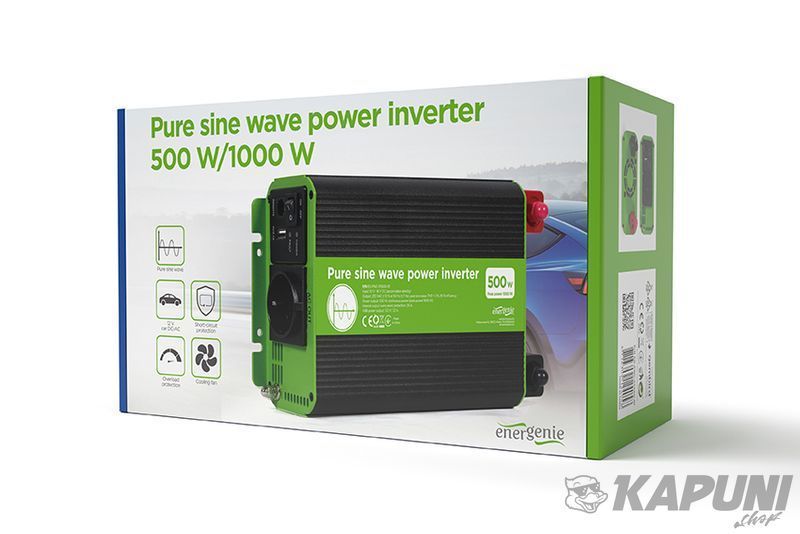 Инвертор на 500 Вт (1000 Вт рожей), чистая синусоида EnerGenie EG-PWC-PS500-01 фото