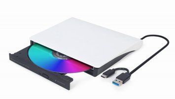 Внешний DVD-привод, USB 3.0 (+Type-C), белый Gembird DVD-USB-03-BW DVD-USB-03-BW фото