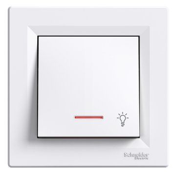 Кнопочный выключатель Schneider Electric Asfora с символом "Свет" с подсветкой белый EPH1800121 EPH1800121 фото