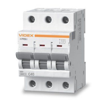 Автоматичний вимикач RS6 3п 40А 6кА С VIDEX RESIST VF-RS6-AV3C40 26587 фото