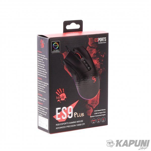 Ігрова миша Bloody, RGB, 16000 CPI, 20M натискань ES9 Plus (Stone black) ES9 Plus (Stone black) фото