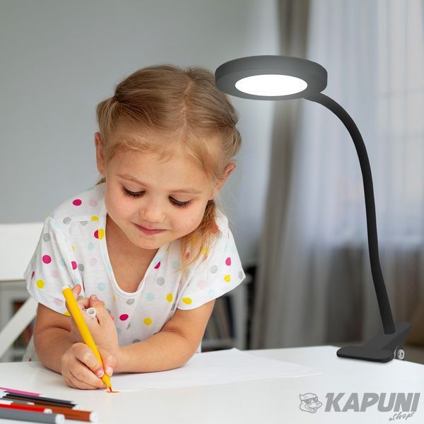 LED Світильник настільний на прищіпці 6W 5000K чорний EUROLAMP LED-TLP-6W(black) фото