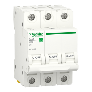 Автоматический выключатель Resi9 Schneider Electric 6 A, 3P, кривая B, 6kA R9F02306 фото