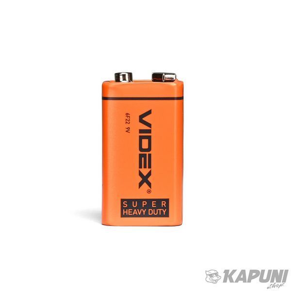Батарейка сольова VIDEX 6F22/9V (Крона) 1 шт. SHRINK CARD, 360 мА&middot;год 6F22-9V-SC 22528 фото