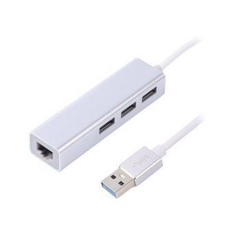 Адаптер, с USB на Gigabit Ethernet, 3 Ports USB 3.0, 1000 Mbps, металл, серый Maxxter NEAH-3P-01 NEAH-3P-01 фото