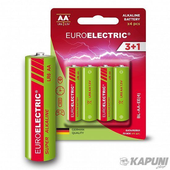Батарейка лужна AA LR6 1,5V блістер 4шт EUROELECTRIC BL-AA-EE(4) фото