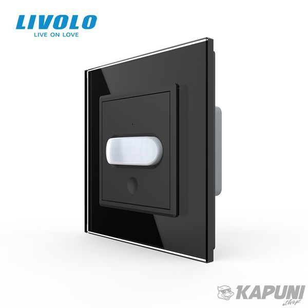 Датчик присутності та руху з Сенсорним вимикачем Livolo чорний скло (VL-C7FCU-2BP) VL-C701RG-12 фото