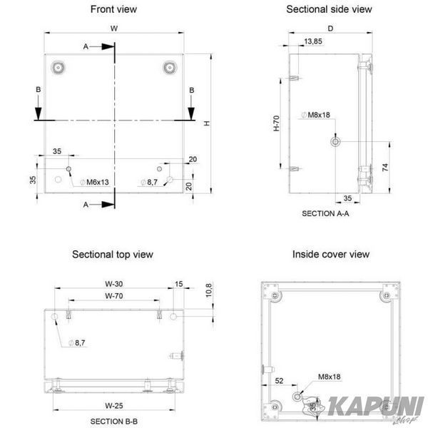 Клеммная коробка nVent HOFFMAN STB2 сталь 200&times;200&times;120 IP66 STB202012 STB202012 фото