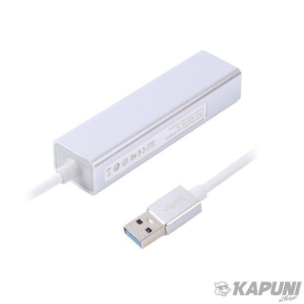 Адаптер, с USB на Gigabit Ethernet, 3 Ports USB 3.0, 1000 Mbps, металл, серый Maxxter NEAH-3P-01 NEAH-3P-01 фото