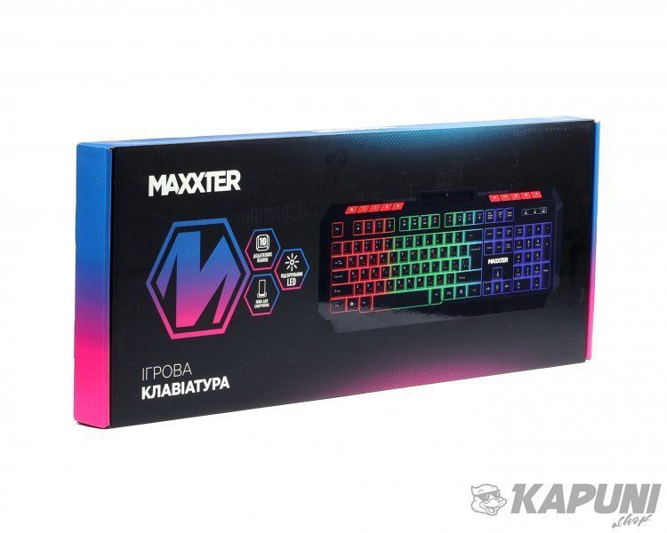 Игровая клавиатура Maxxter, мультимедиа, подсветка, черная KBG-UML-02B-UA KBG-UML-02B-UA фото