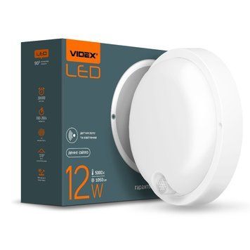 LED светильник с датчиком ІЧ IP54 круглий VIDEX 12W 5000K сенсорний белый VL-BHR-125W-SP 26446 фото